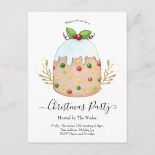 Whimsical Fruitcake Christmas Party Postcard