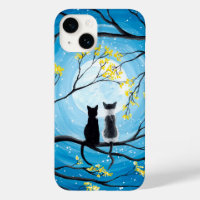 Whimsical Full Moon with Cats