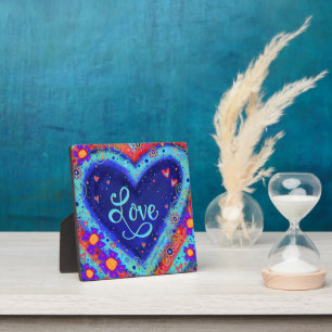 Whimsical Fun Colourful  Cute Love Heart Plaque