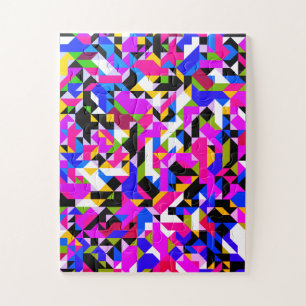 Whimsical fun colourful geometric abstract pattern jigsaw puzzle