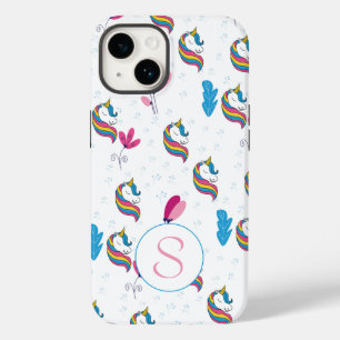 Whimsical Fun Unicorn Monogram Case-Mate iPhone 14 Case