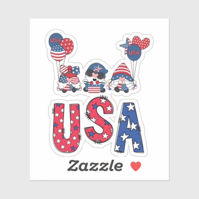 Whimsical Fun USA Character Graphics Die Cut  (Sheet)