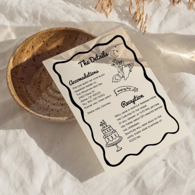 Whimsical fun Wedding Details Enclosure Card (whimsical wedding detail card)