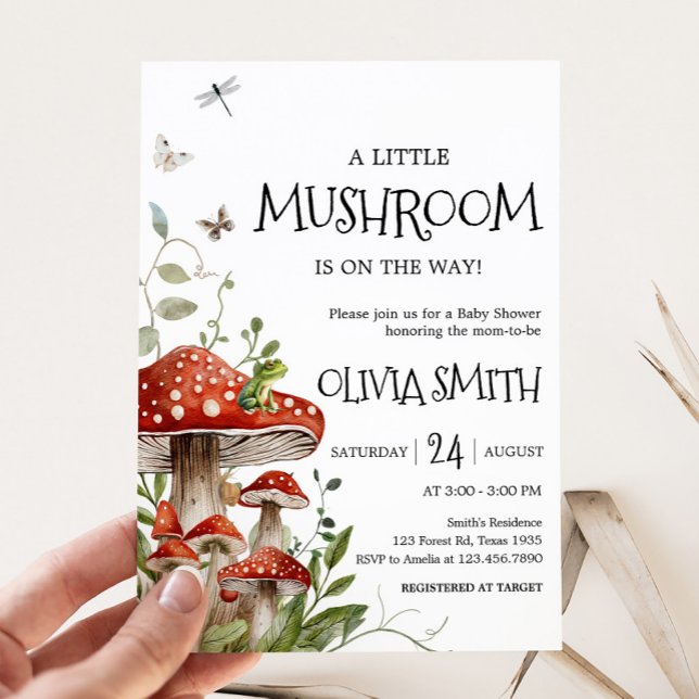 Whimsical Fungi Mushroom Fall Baby Shower Invitation (Whimsical Mushroom Baby Shower Invitation)