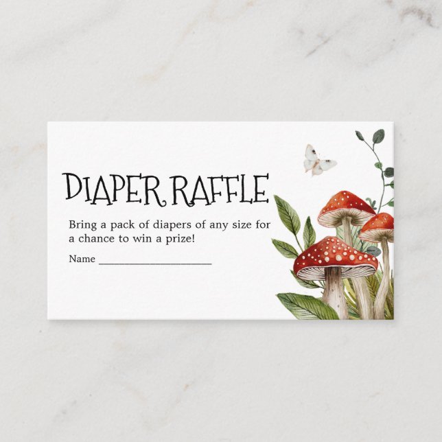 Whimsical Fungi Mushroom Fall Diaper Raffle Enclosure Card (Front)