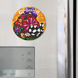 Whimsical Funky Chunky Floral Chicken Personalised Magnet