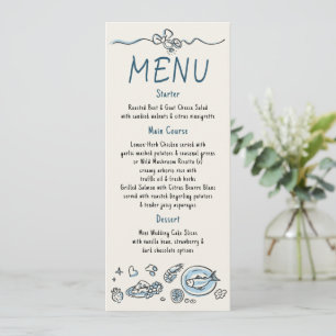 Whimsical Funky Decor Handwritten Wedding Menu