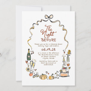 Whimsical Funky Hand Drawn Fall Rehearsal Dinner Invitation