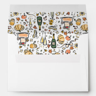 Whimsical Funky Hand Drawn Illustrations Wedding Envelope