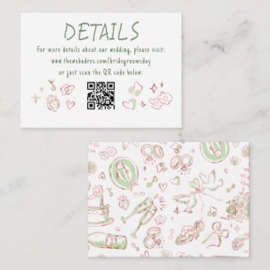 Whimsical Funky Hand Drawn Wedding Details QR Enclosure Card