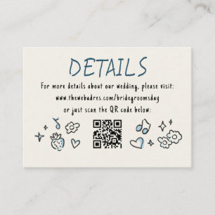 Whimsical Funky Hand Drawn Wedding Details QR Enclosure Card