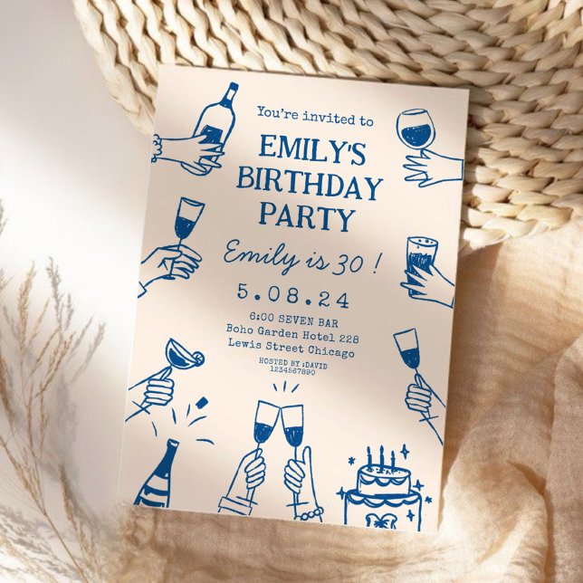 Whimsical Funky Quirky Drawing Birthday Invitation (Creator Uploaded)