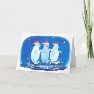 Whimsical Funny Alaska Beluga Whale Christmas Card