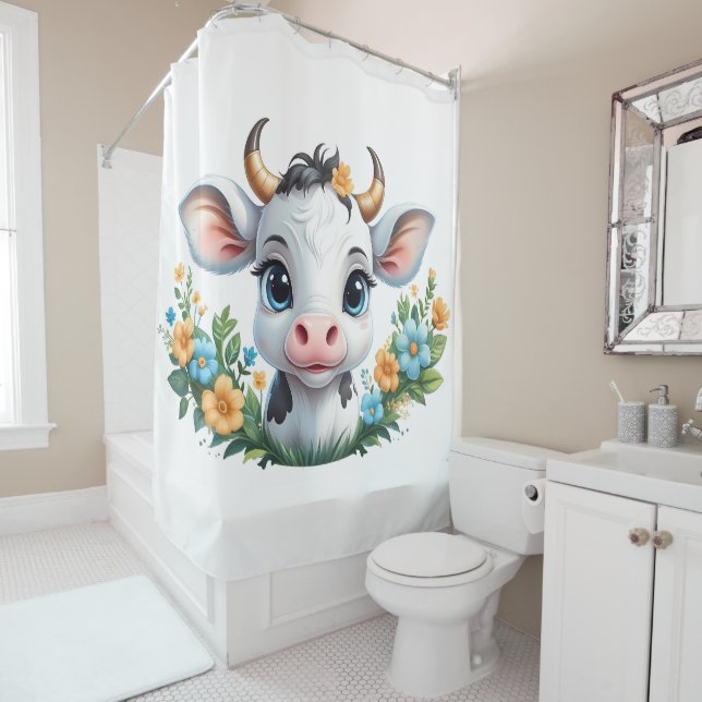 Whimsical Funny Animal Shower Curtains (In Situ)
