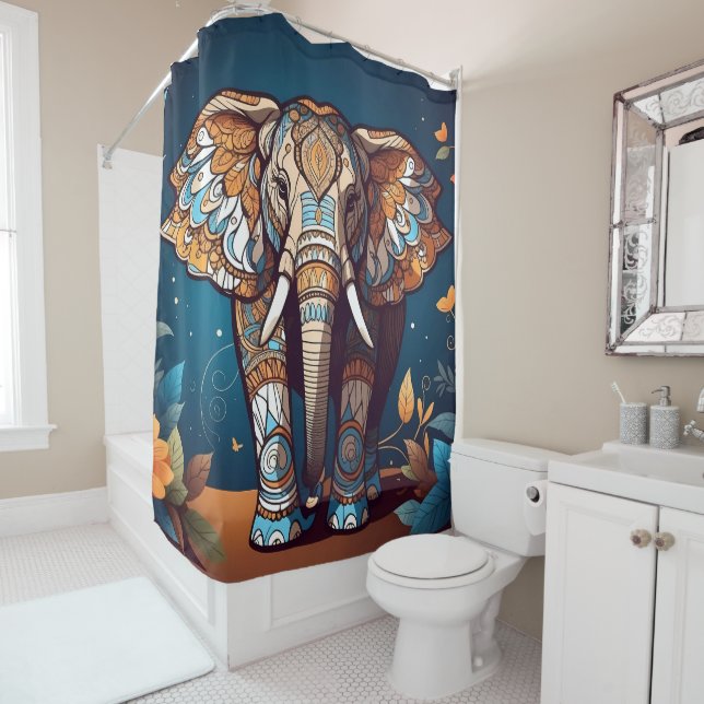 Whimsical Funny Animal Shower Curtains (In Situ)