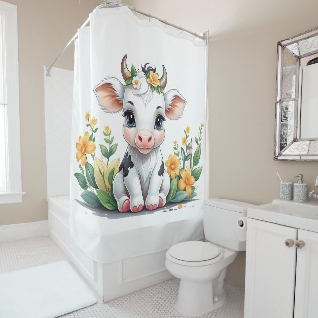 Whimsical Funny Animal Shower Curtains (In Situ)