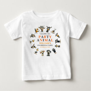 Whimsical Funny Animals 2nd Birthday Party Baby T-Shirt