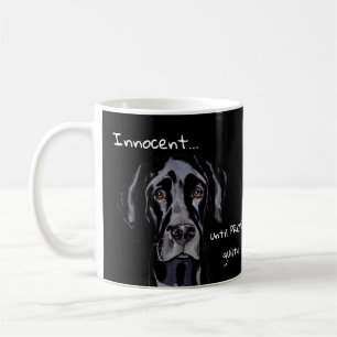 Whimsical Funny Dog Great Dane Innocent Black Coffee Mug