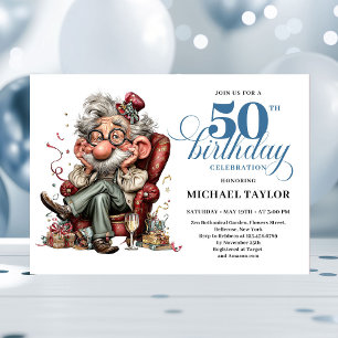 Whimsical Funny Man 50 Party Milestone Invitation