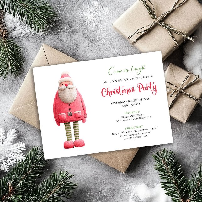 Whimsical Funny Pink Santa Modern Xmas Card (Whimsical Funny Pink Santa Modern Xmas Card)