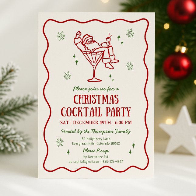 Whimsical Funny Santa Christmas Cocktail Party  Invitation (Creator Uploaded)