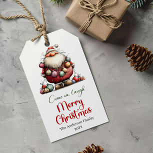 Whimsical funny Santa Christmas gift tag style
