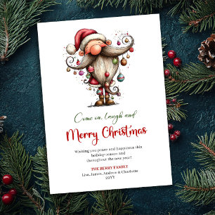 Whimsical Funny Santa Classic Red Green Greeting Holiday Card