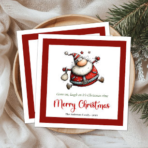 Whimsical Funny Santa Claus Humor Christmas Napkin