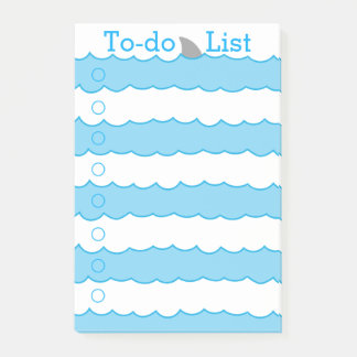 Whimsical Funny Shark Fin and Waves To-do List Post-it Notes