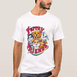 Whimsical Furry Friends: Vibrant Pet Companions T-Shirt