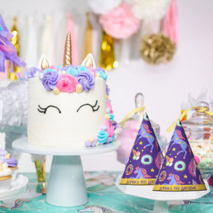 Whimsical Fusion of Unicorns, Doughnuts, Ice Cream Party Hat