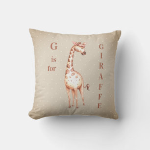Whimsical G is for GIRAFFE Polka Dots Cushion