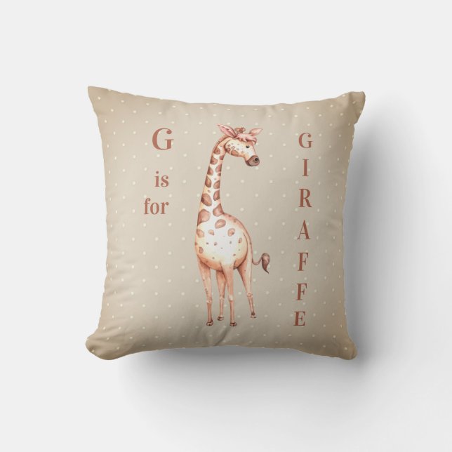 Whimsical G is for GIRAFFE Polka Dots  Cushion (Front)