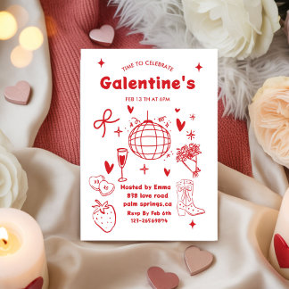 Whimsical Galentines Valentines girls  Party Invitation