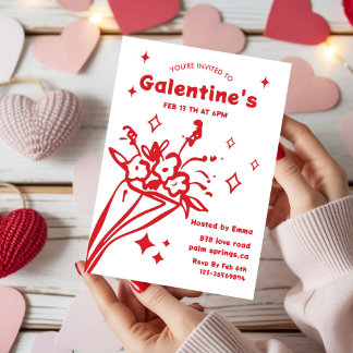 Whimsical Galentines Valentines girls  Party Invitation