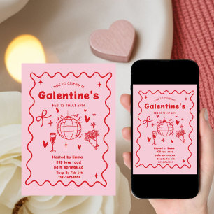 Whimsical Galentines Valentines girls  Party Invitation