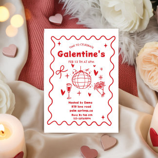 Whimsical Galentines Valentines girls  Party Invitation
