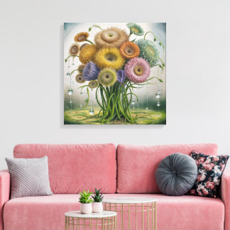 Whimsical Garden Blooms Canvas Print