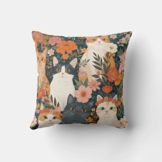 Whimsical Garden Cats Cushion