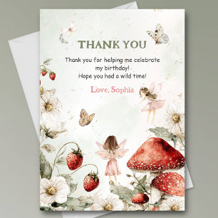 whimsical garden fairies birthday thank you card