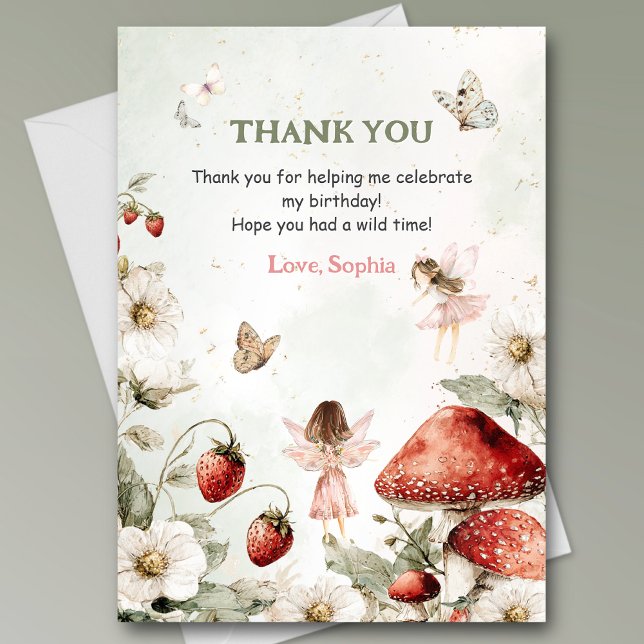 whimsical garden fairies birthday  thank you card (Creator Uploaded)