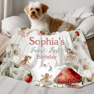 whimsical garden fairy first birthday fleece blanket
