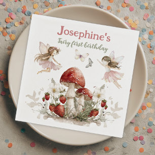 whimsical garden fairy first birthday girl napkin