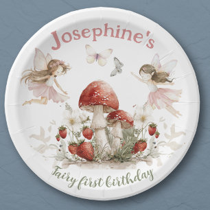 whimsical garden fairy first birthday girl paper plate