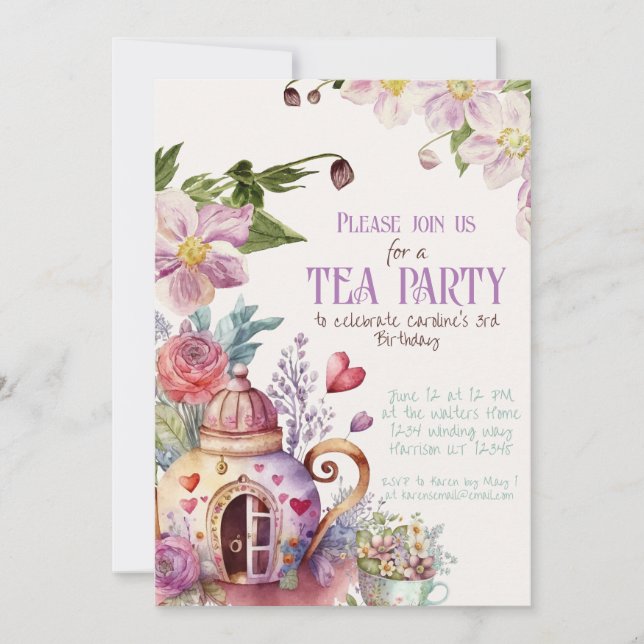 Whimsical Garden Fairytale Tea Party Invitation (Front)