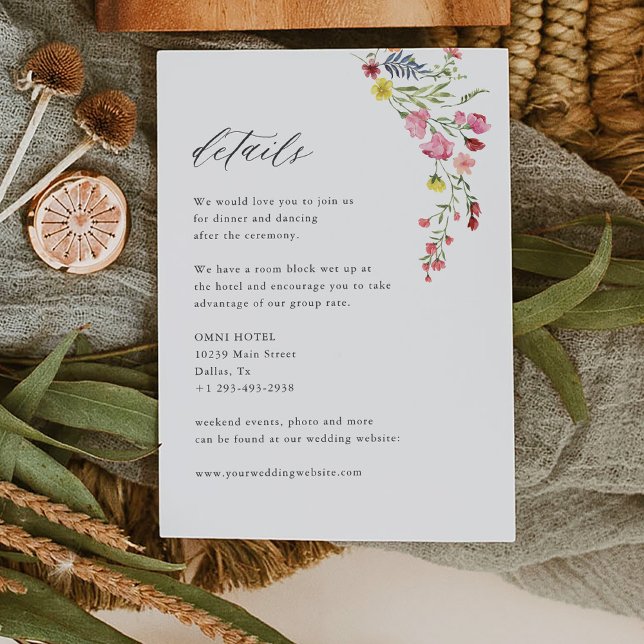 Whimsical Garden Floral Elegant Wedding Details Enclosure Card (Creator Uploaded)