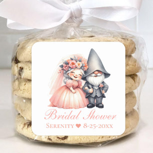 Whimsical Garden Gnome Romantic Fairytale Wedding Square Sticker