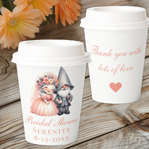 Whimsical Garden Gnome Rustic Bridal Shower  Paper Cups