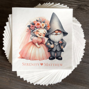 Whimsical Garden Gnome Woodland Orange Wedding  Napkin