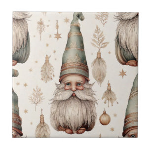 Whimsical Garden Gnomes & Botanical (1) Tile